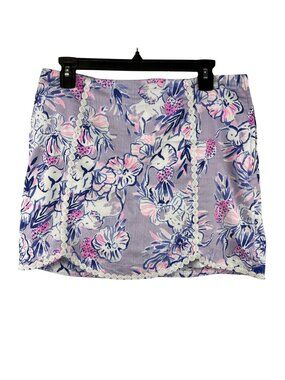 Lilly Pulitzer Sz 8 Patty Skort Skirt Lilac Trunks In The Air Elephant Pineapple